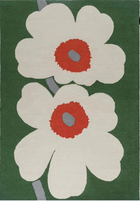 Iconic Flowery Handmade Tufted Wool Carpet - Headshot