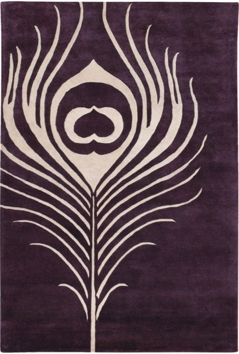 Peacock feather Handmade Tufted Wool Carpet - Headshot