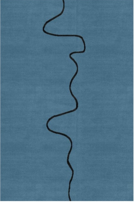 Teal Line Handmade Tufted Wool Carpet - Headshot