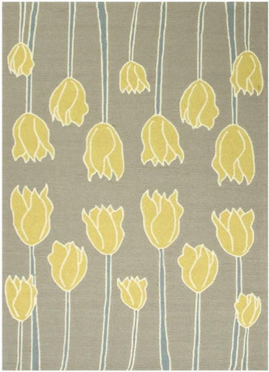 Tulips Floral Handmade Tufted Wool Carpet - Headshot