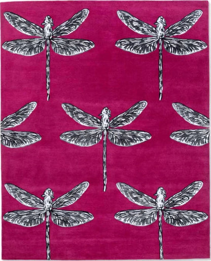 Butterfly Pink Handmade Tufted Wool Carpet - Headshot