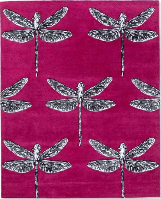 Butterfly Pink Handmade Tufted Wool Carpet - Headshot