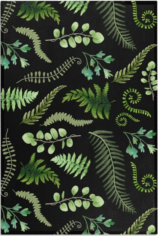 Illustration Leaves Handmade Tufted Wool Carpet - Headshot