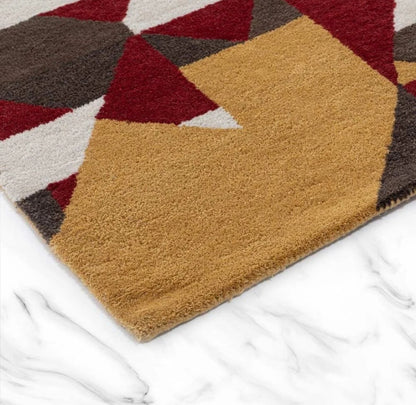 Hexagonal Pattern Handmade Tufted Wool Carpet - Corner