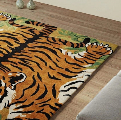 Tiger-Shaped Animal Handmade Tufted Wool Carpet - Floorshot