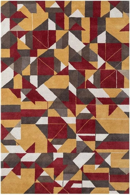 Hexagonal Pattern Handmade Tufted Wool Carpet - Headshot