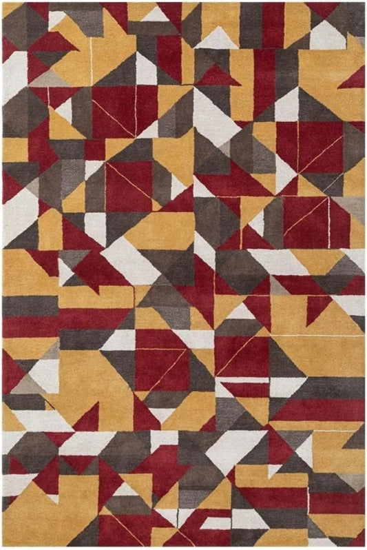 Hexagonal Pattern Handmade Tufted Wool Carpet - Headshot