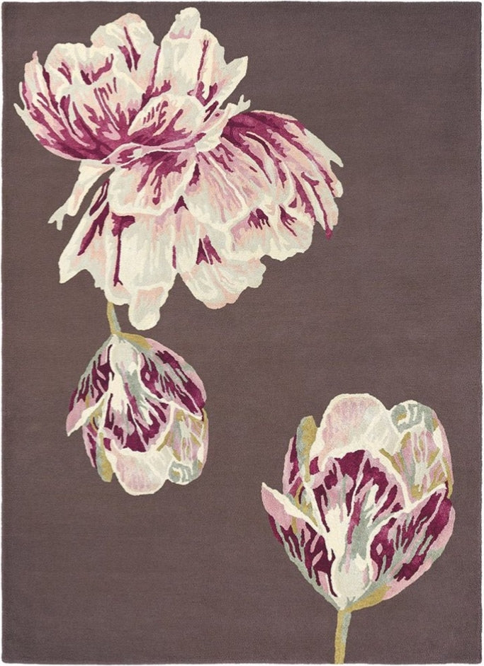 Aubergine Floral Handmade Tufted Wool Carpet - Headshot