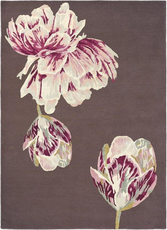 Aubergine Floral Handmade Tufted Wool Carpet - Headshot
