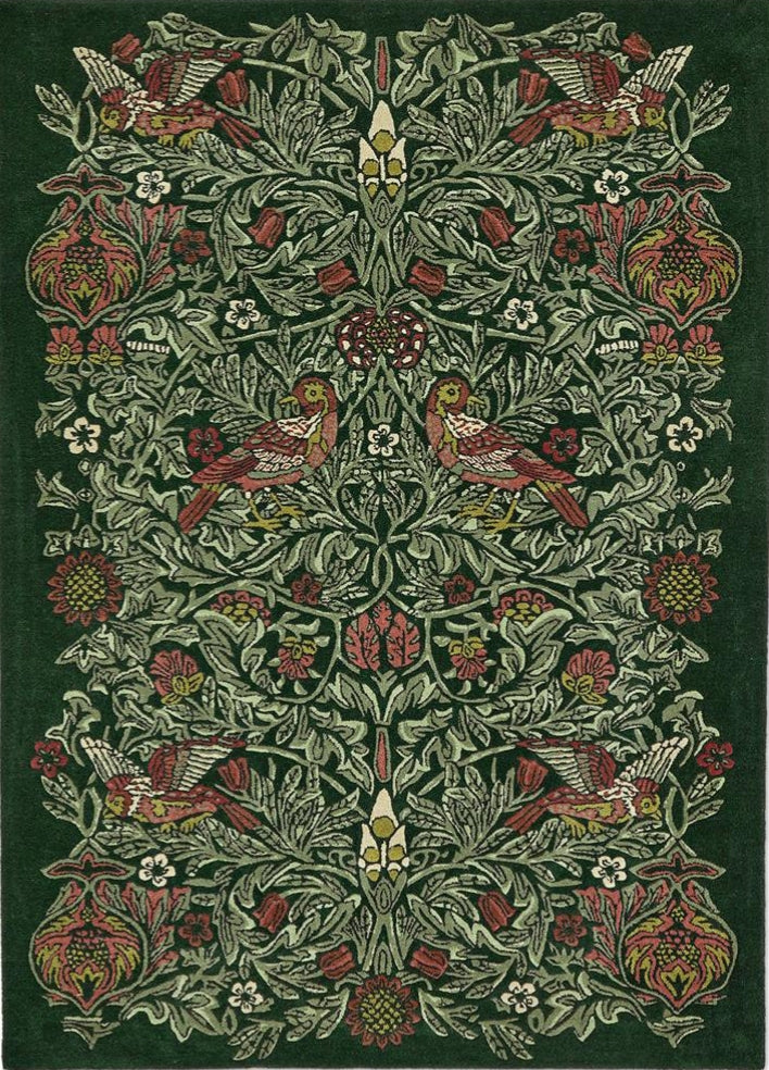 Trump Green Bird Handmade Tufted Wool Carpet - Headshot