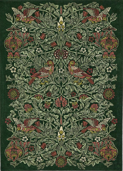 Trump Green Bird Handmade Tufted Wool Carpet - Headshot
