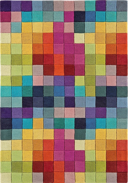 Funk Multicolored Handmade Tufted Wool Carpet - Headshot