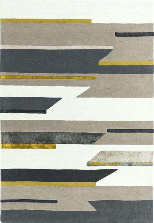 Rhombus Mustard Handmade Tufted Wool Carpet - Headshot
