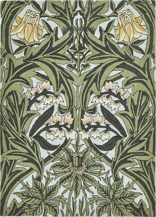 Arbour Leafy Greeny Handmade Tufted Wool Carpet - Headshot