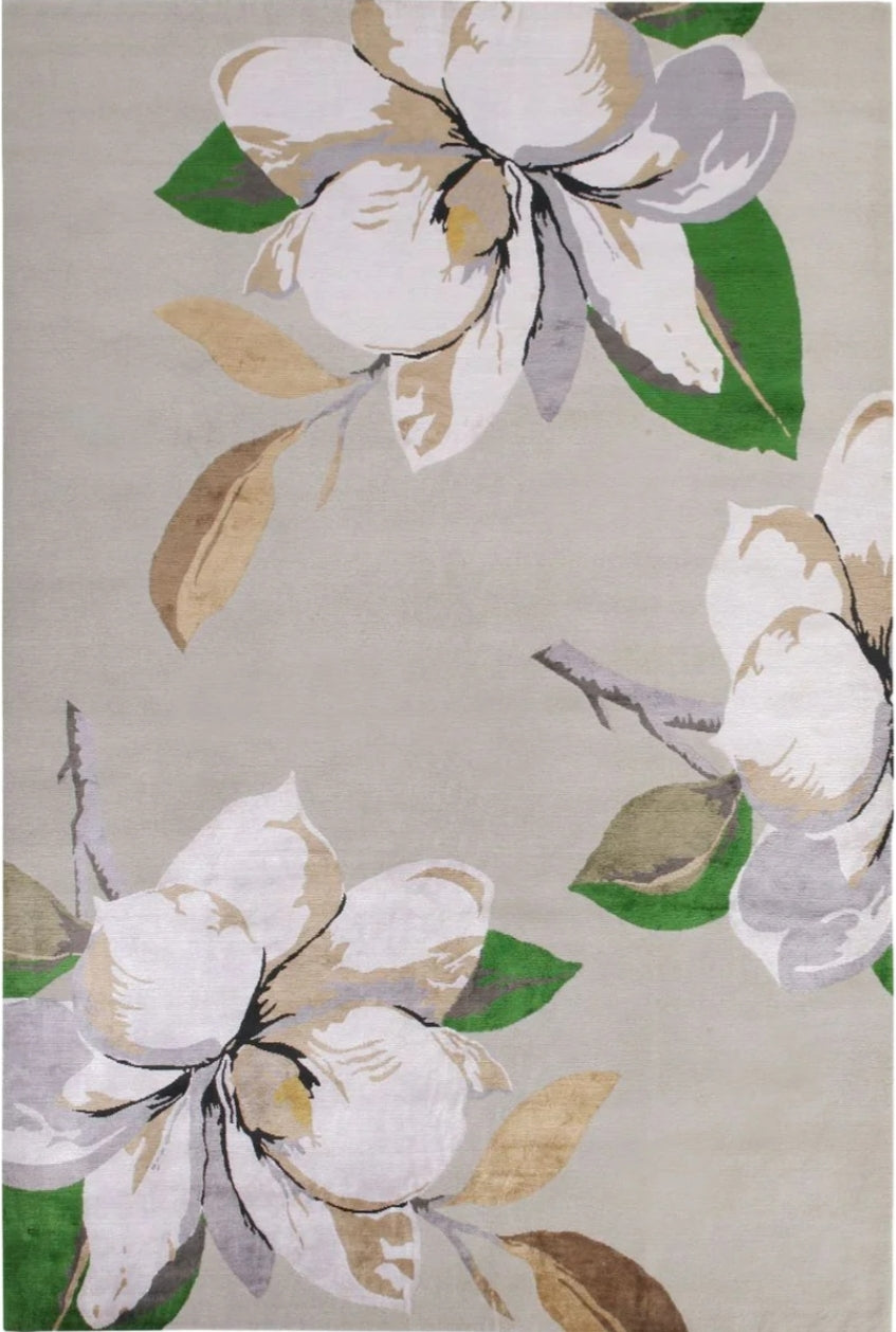 Magnolia Ice Handmade Tufted Wool Carpet - Headshot