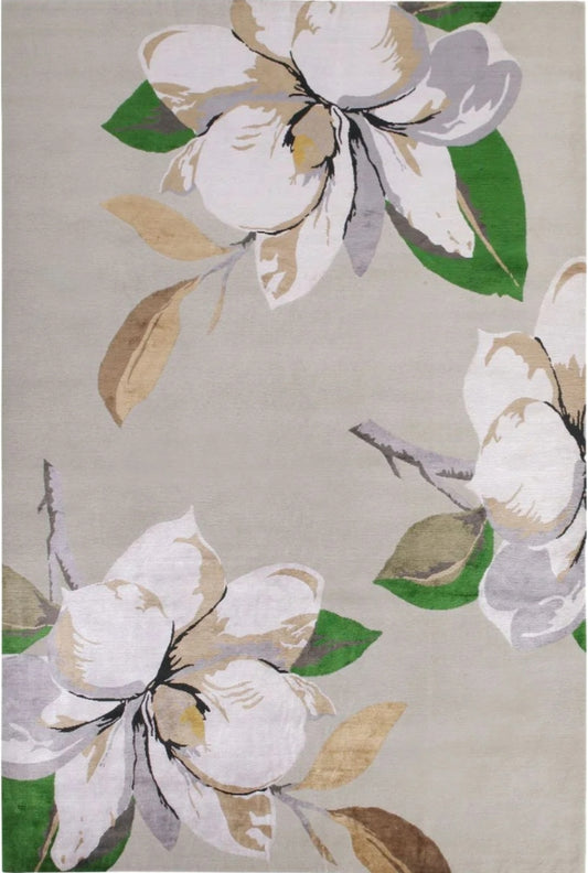 Magnolia Ice Handmade Tufted Wool Carpet - Headshot