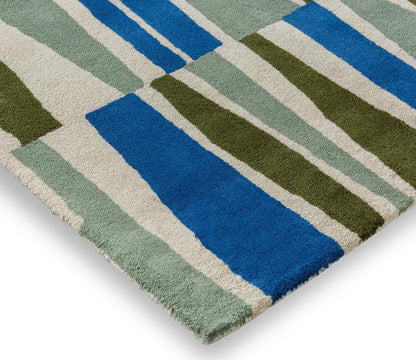 Huberto Striped Handmade Tufted Wool Carpet - Corner