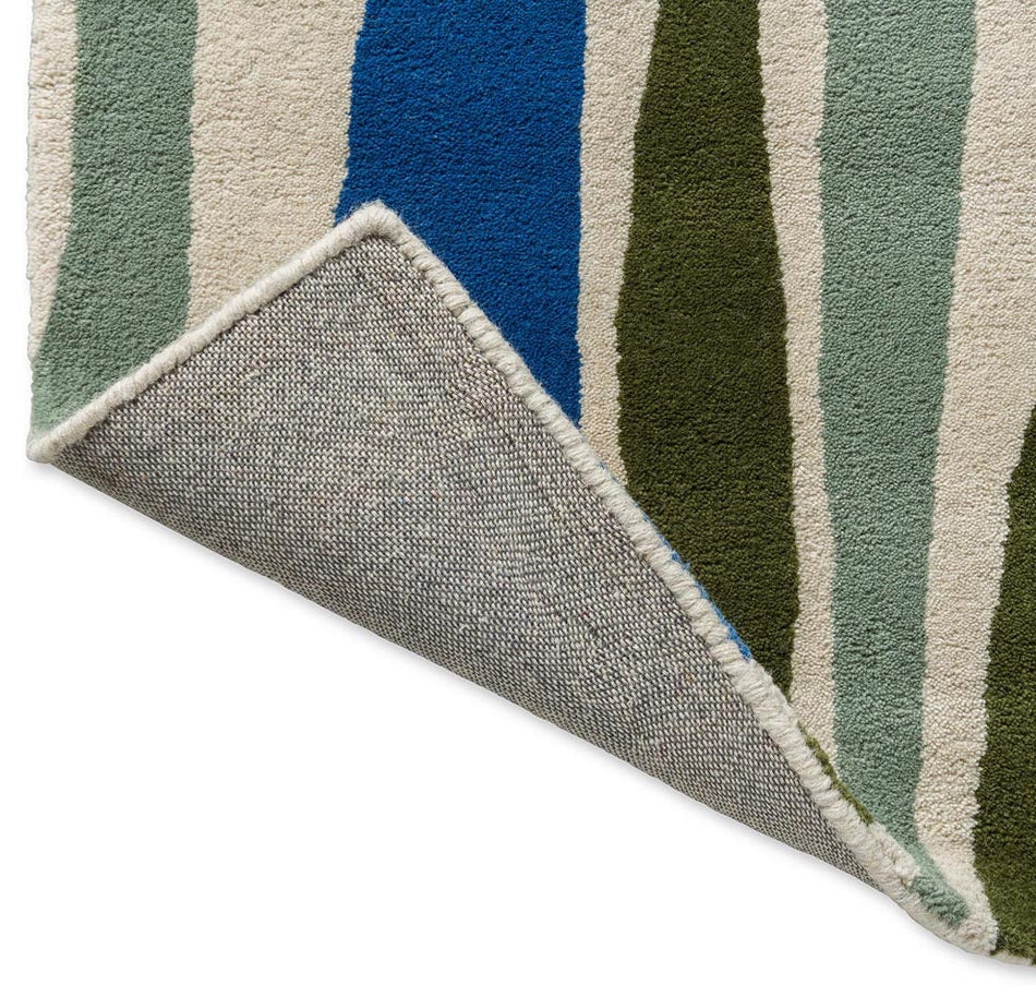 Huberto Striped Handmade Tufted Wool Carpet - Corner