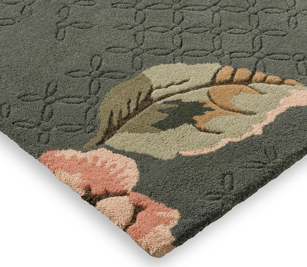 Highlander Floral Handmade Tufted Wool Carpet - Corner