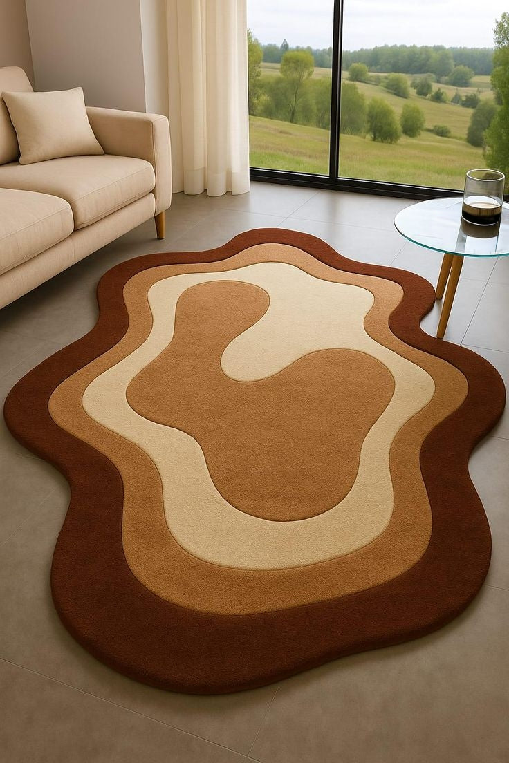 Dream Cream Handmade Tufted Irregular Shaped Wool Carpet - Floorshot