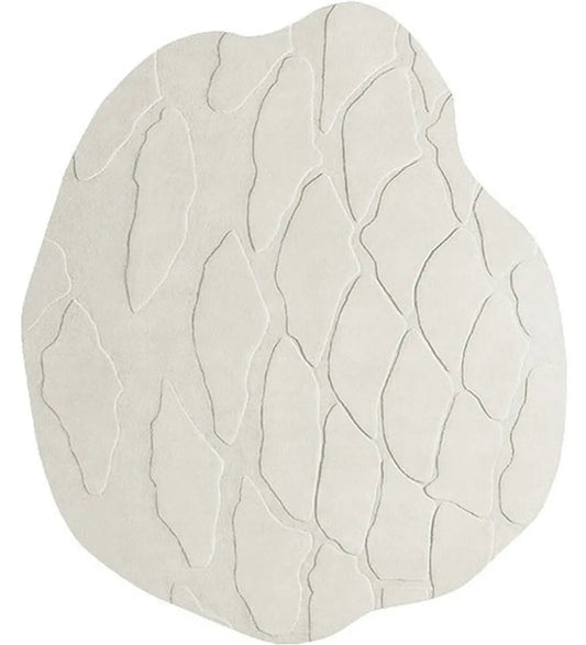 Monaco Ivory Handmade Tufted Irregular Shaped Wool Carpet