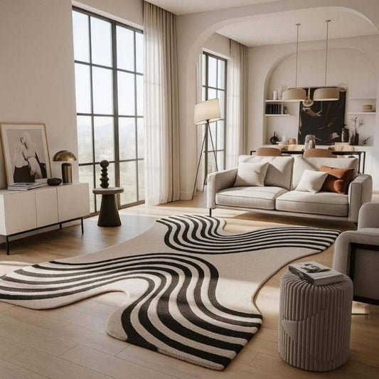 Sigara Neon Handmade Tufted Irregular Shaped Wool Carpet
