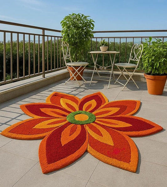 King Lotus Handmade Tufted Irregular Shaped Wool Carpet