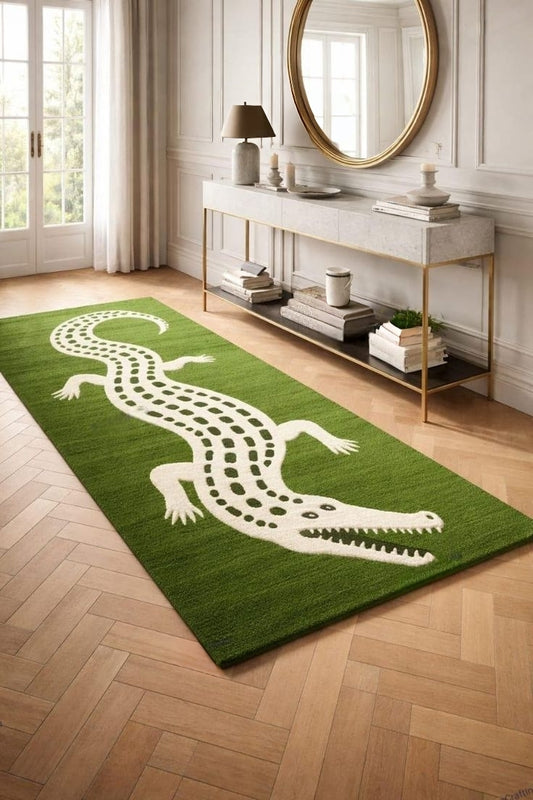 Ninja Crocodile Handmade Tufted Runner Wool Carpet