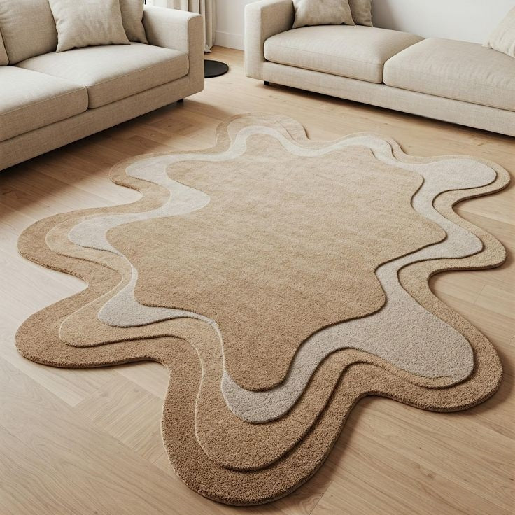 Einstein Bluster Handmade Tufted Irregular Shaped Wool Carpet