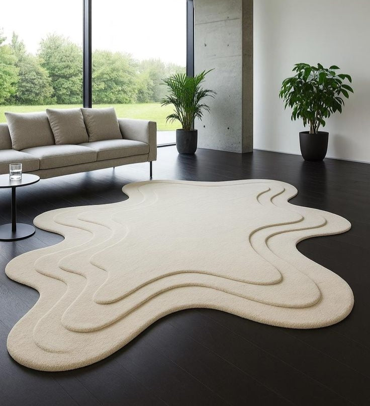 Trooster Mice Handmade Tufted Irregular Shaped Wool Carpet