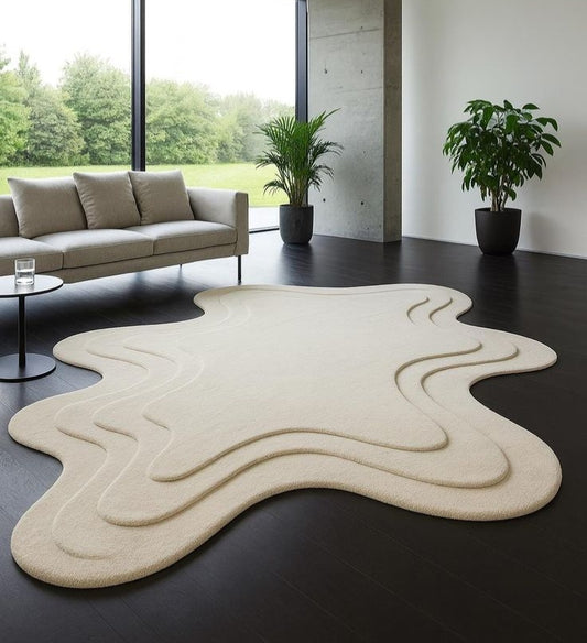 Trooster Mice Handmade Tufted Irregular Shaped Wool Carpet