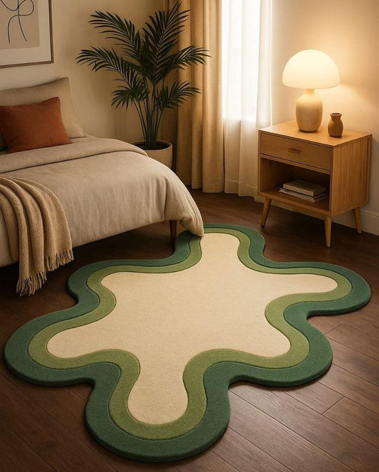 Dequence Amoeba Handmade Tufted Irregular Shaped Wool Carpet