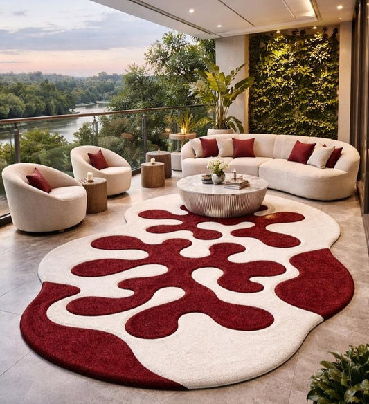 Teek Western Handmade Tufted Irregular Shaped Wool Carpet