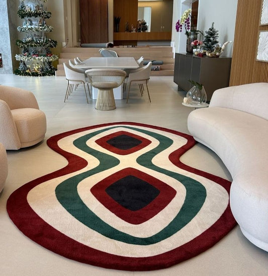 Ocean Retro Handmade Tufted Irregular Shaped Wool Carpet
