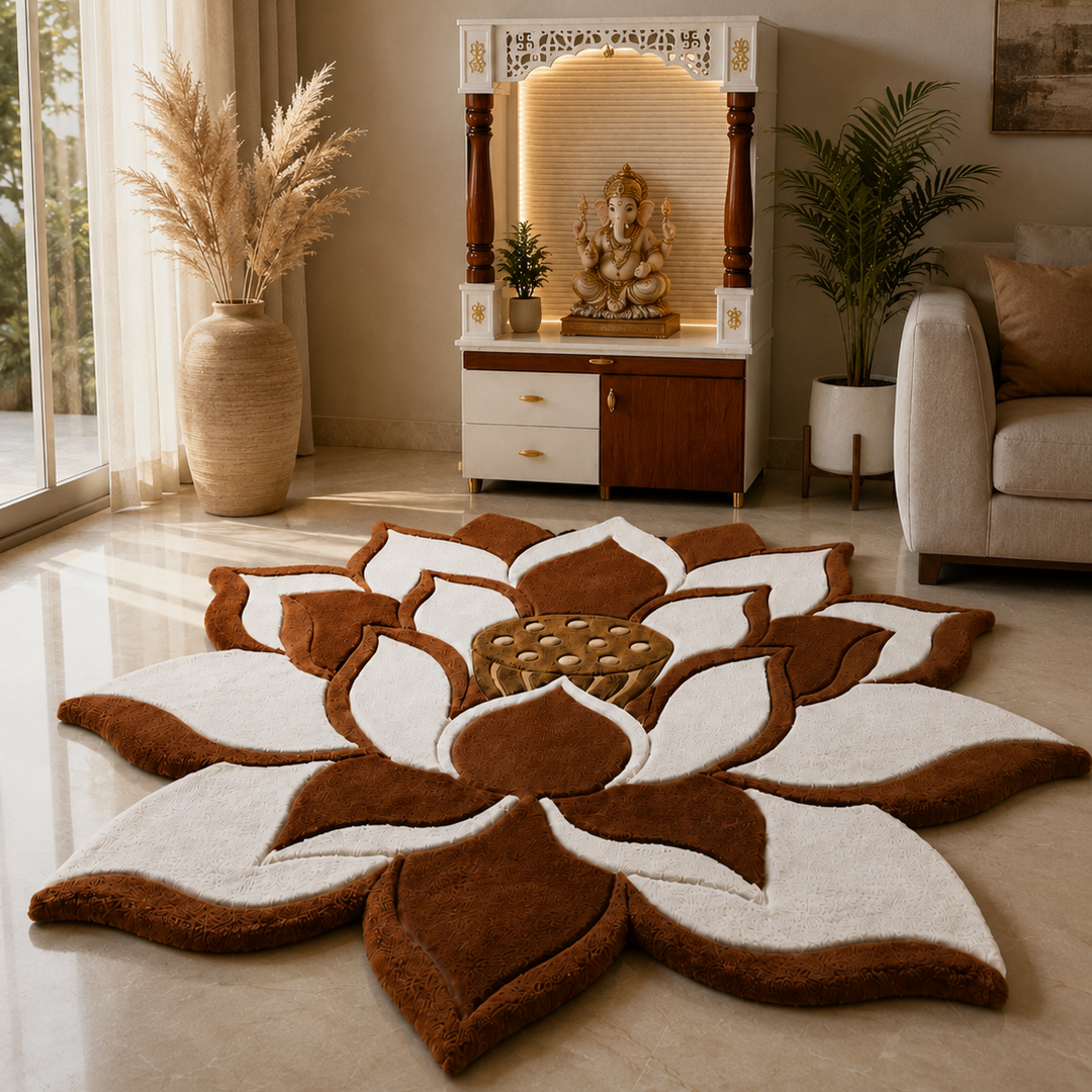 Lotus Temple - 2 Handmade Tufted Irregular Shaped Wool Carpet