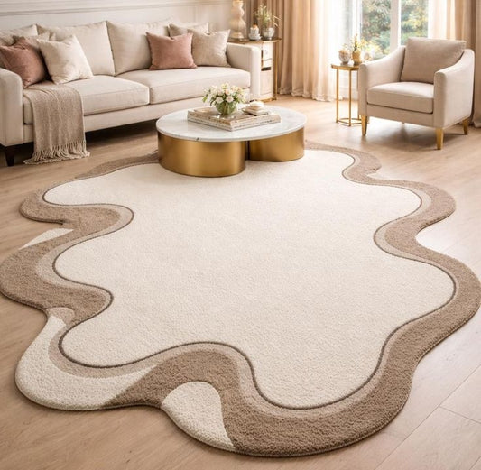 Turquoise Teela Handmade Tufted Irregular Shaped Wool Carpet