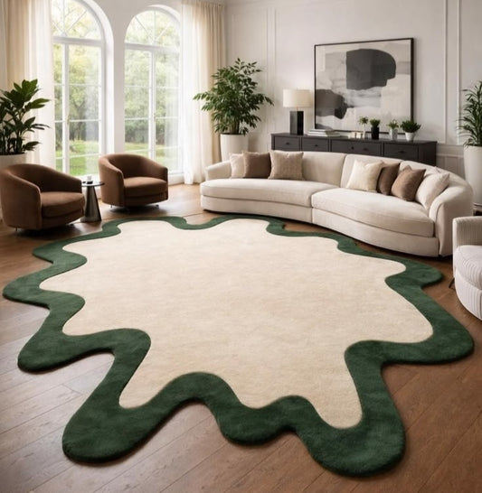 Vintage Vibrant Handmade Tufted Irregular Shaped Wool Carpet