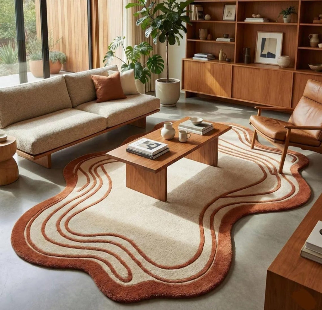 Freedom Mars Handmade Tufted Irregular Shaped Wool Carpet