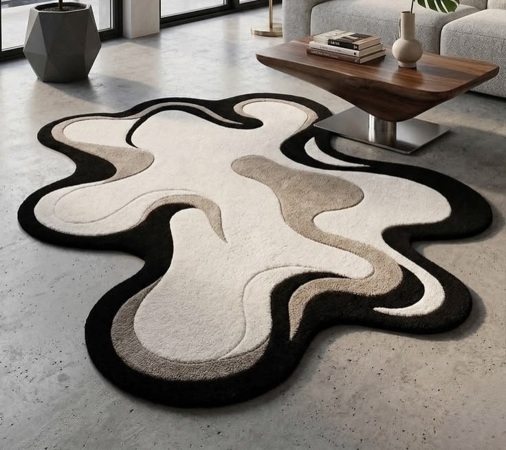 Organic Monaco Handmade Tufted Irregular Shaped Wool Carpet