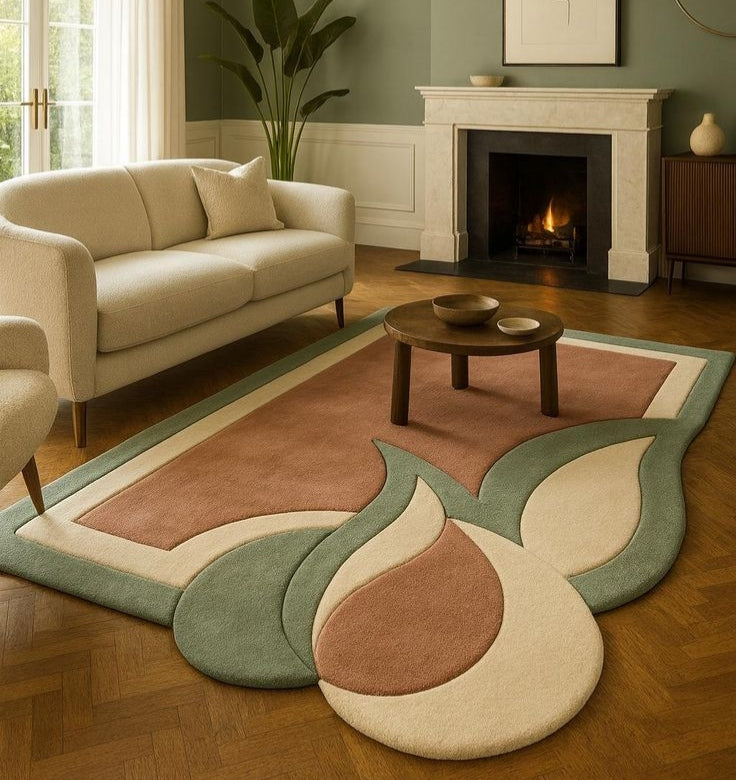 Saga Style Handmade Tufted Irregular Shaped Wool Carpet