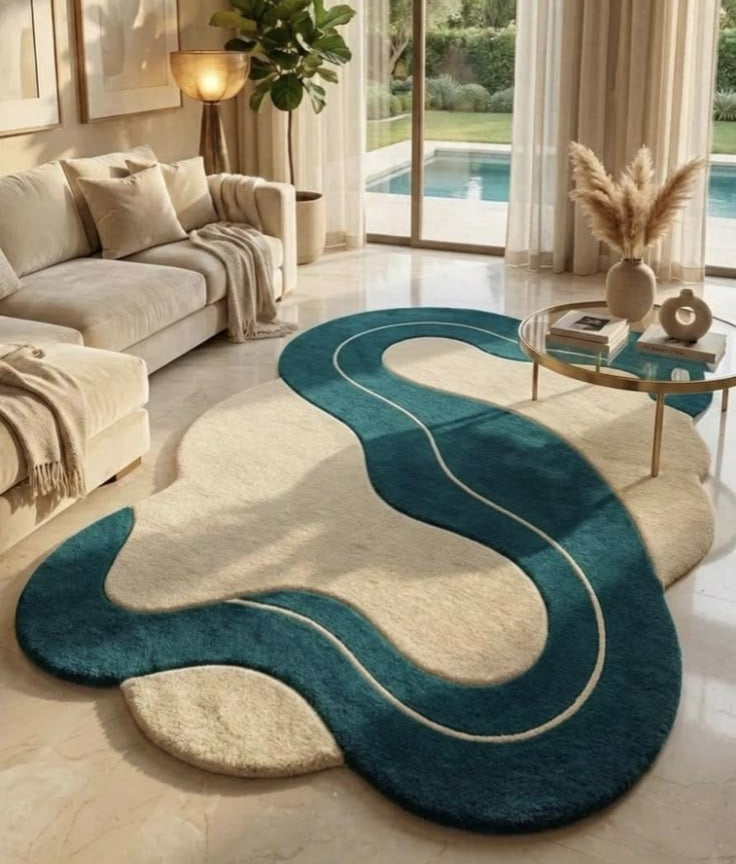 Retro Neon Handmade Tufted Irregular Shaped Wool Carpet