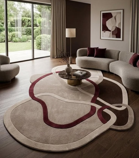 Deep Espresso Handmade Tufted Irregular Shaped Wool Carpet