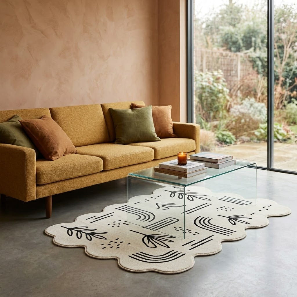 Blunter Muted Handmade Tufted Irregular Shaped Wool Carpet