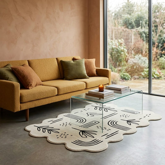 Blunter Muted Handmade Tufted Irregular Shaped Wool Carpet