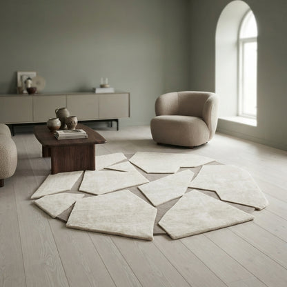 Marine Gloster Handmade Tufted Irregular Shaped Wool Carpet