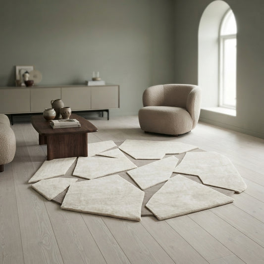 Marine Gloster Handmade Tufted Irregular Shaped Wool Carpet