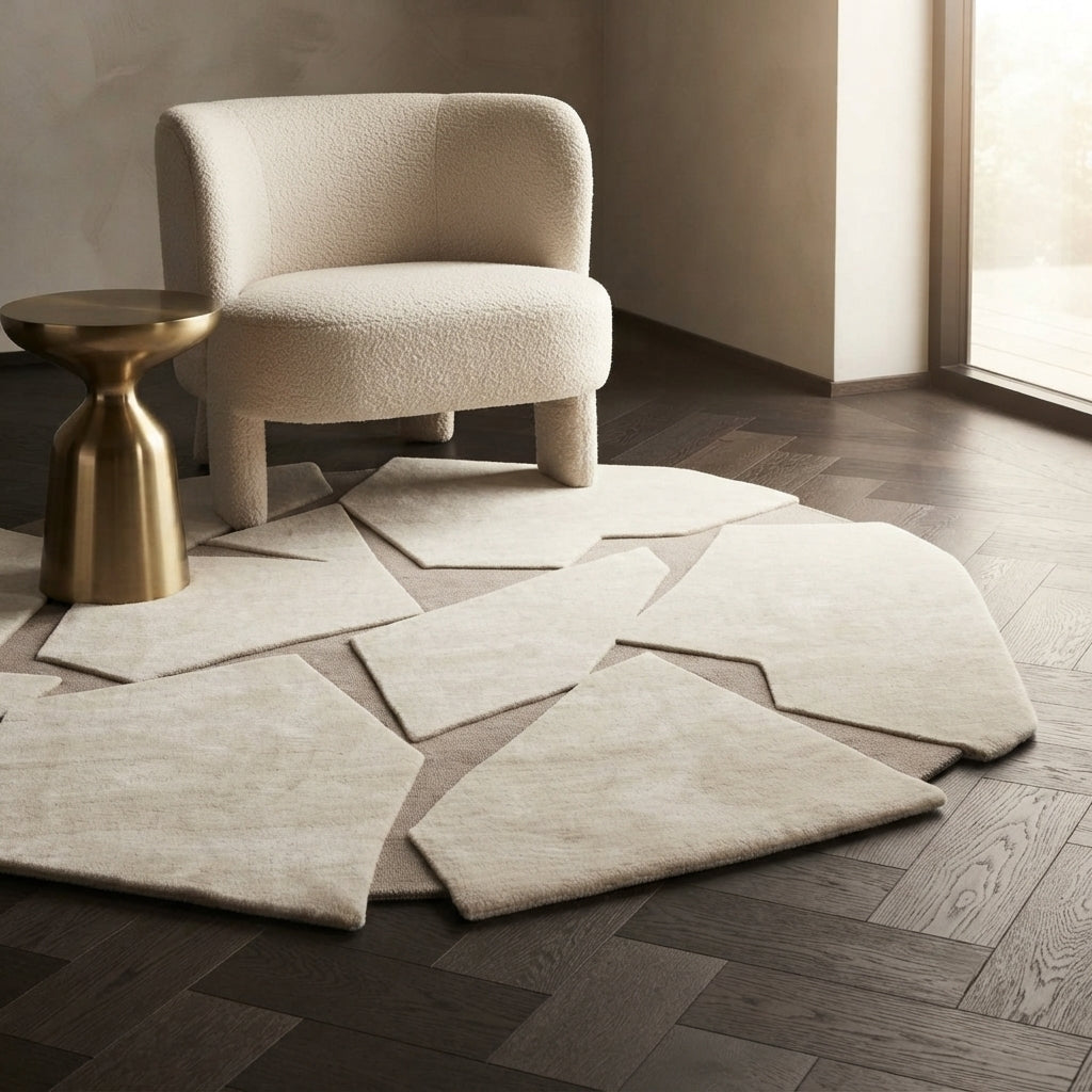 Marine Gloster Handmade Tufted Irregular Shaped Wool Carpet