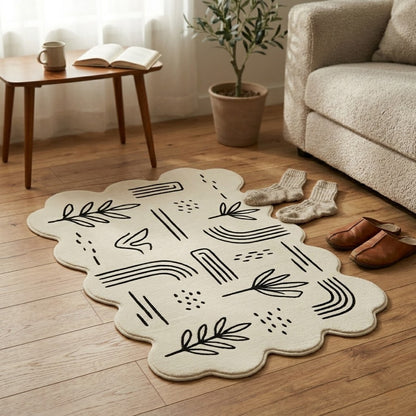 Blunter Muted Handmade Tufted Irregular Shaped Wool Carpet