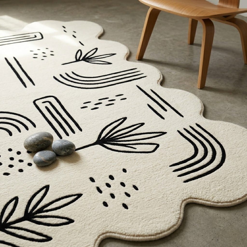 Blunter Muted Handmade Tufted Irregular Shaped Wool Carpet