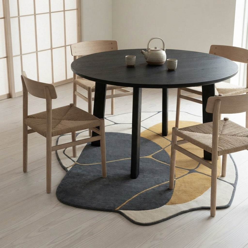 Duster Frost Handmade Tufted Irregular Shaped Wool Carpet